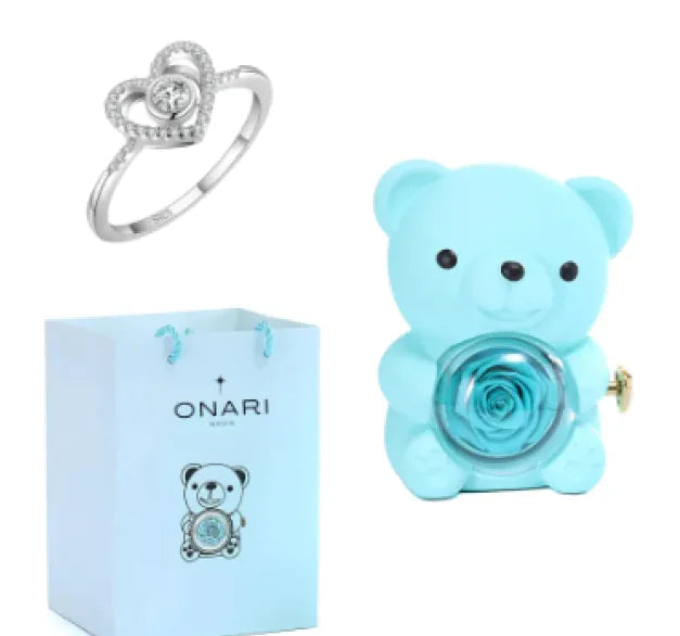 Eternal Rose Teddy Bear Jewelry Box & Necklace