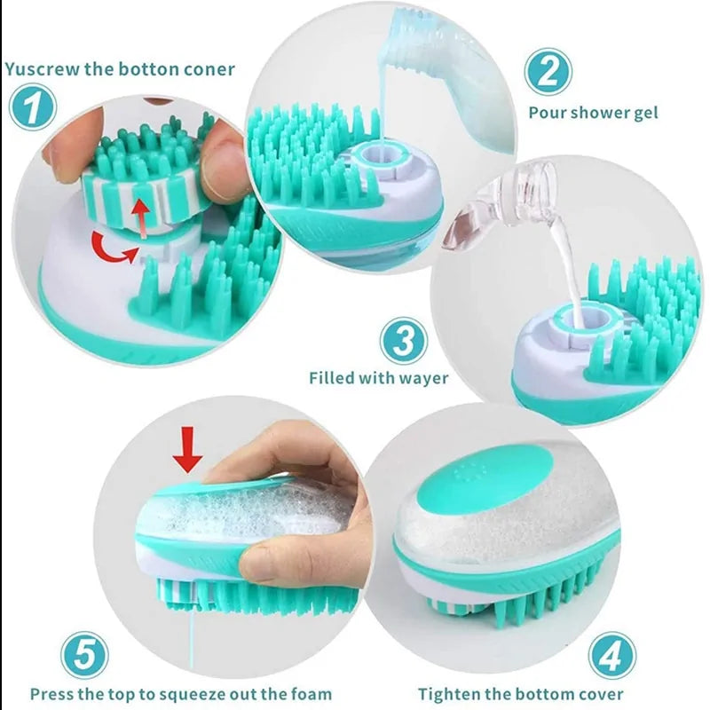 Pet Dog Cat Bath Brush 2-in-1 Pet SPA Massage Comb