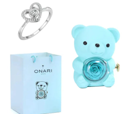 Eternal Rose Teddy Bear Jewelry Box & Necklace