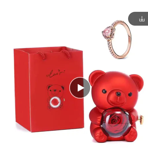 Eternal Rose Teddy Bear Jewelry Box & Necklace